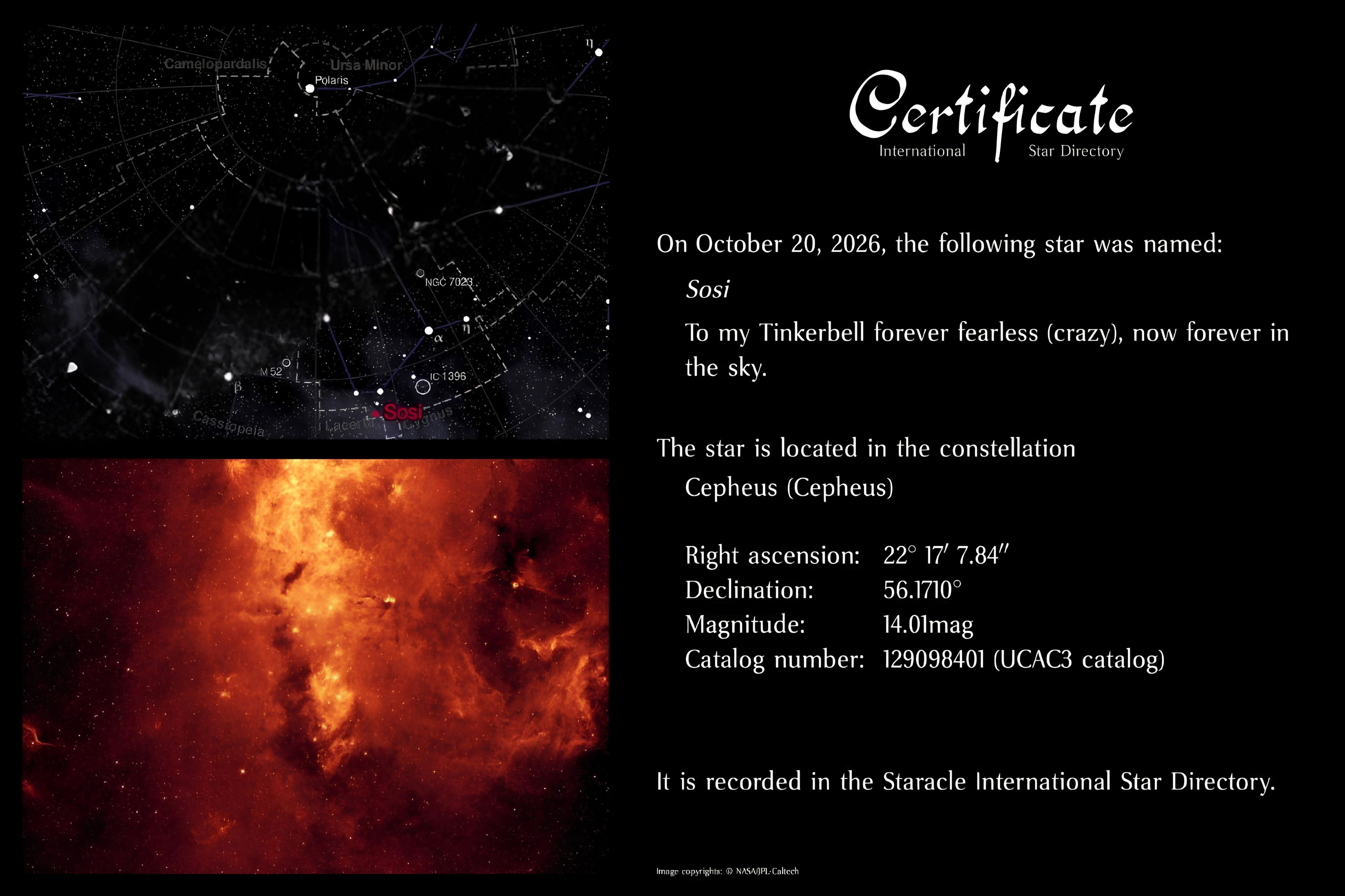 Star naming certificate